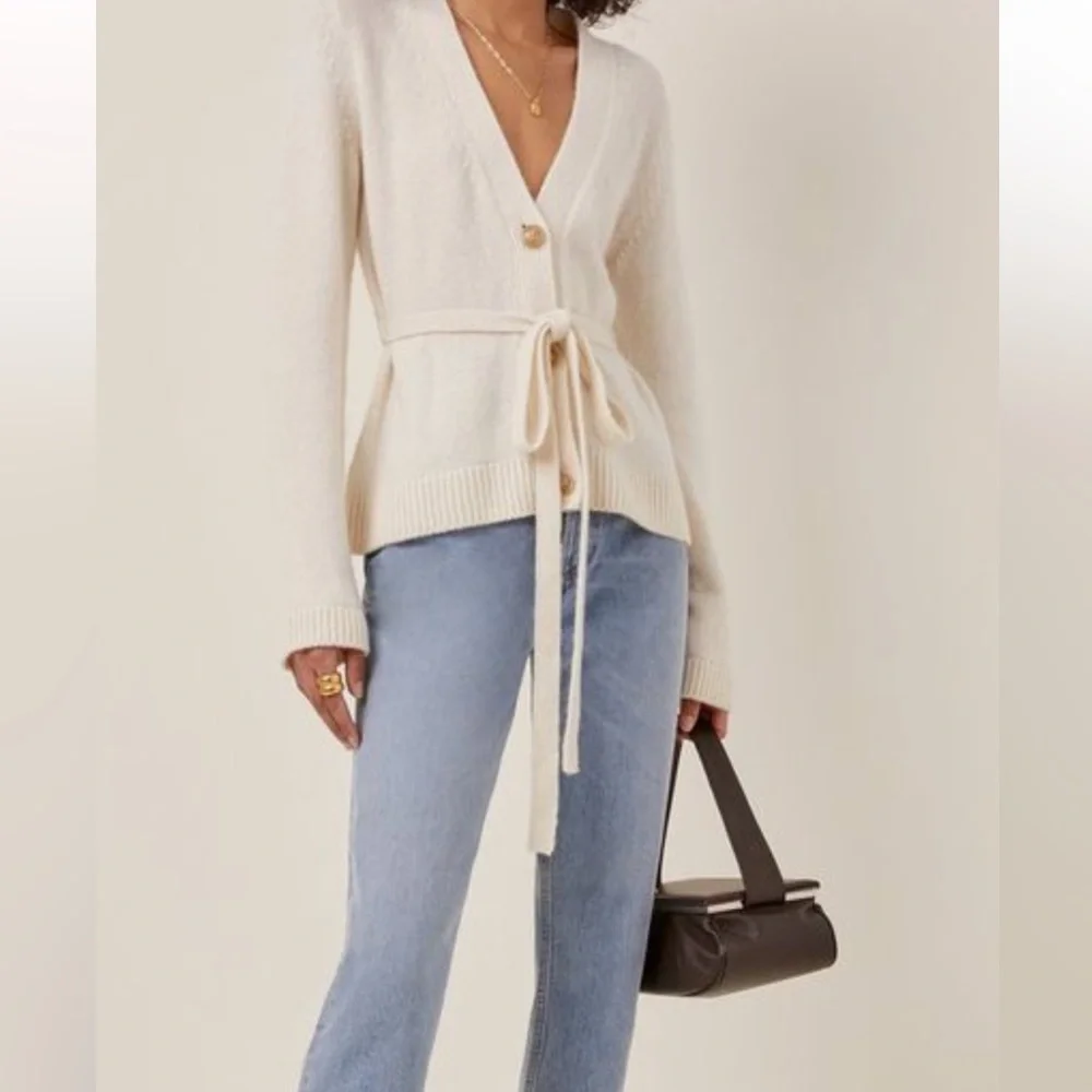 NWT Samira Belted Cashmere Cardigan By Brock Collection NAVY COLOR small - Picture 2 of 7